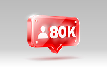 Thank you followers peoples, 80k online social group, happy banner celebrate, Vector