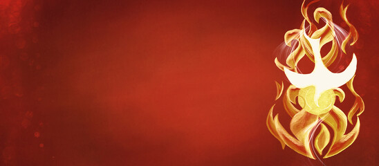 Pentecost. Christian painting banner