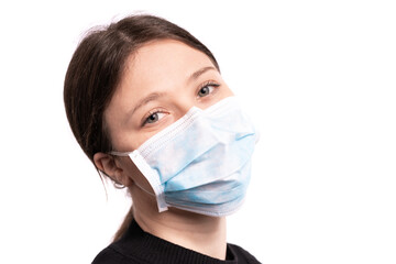 Beautiful young woman posing with mask,