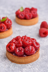 Raspberry tartlets isolated