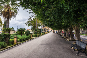 Small park next to historic part of Noto city, Sicily in Italy