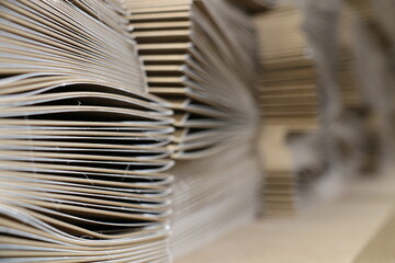 The envelope of the catalogs was folded in the printing house. selective focus