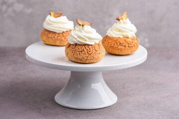 Choux with chestnut filling and chantilly cream