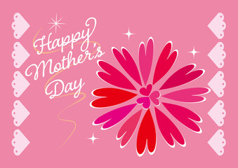 "HAPPY MOTHER'S DAY"  Pink Flower and Background Greeting Card