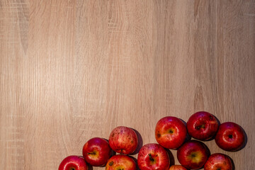Abstract Wooden Background with Apples on Bottom Side with Copy Space