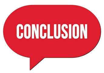 CONCLUSION text written in a red speech bubble