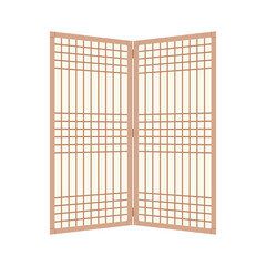 Traditional Korean Screen Partition, Korean Screen, Korean Room Divider, Privacy Screen Vector, Wooden Frame Room Parition, Vector Illustration Background