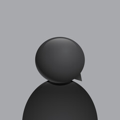 Profile picture placeholder icon design in dark tones, with a bubble chat instead of the head of the user's figure. Avatar placeholder icon design. Vector illustration.