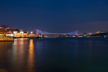 Istanbul City Bosphorus Bridge Cityscape Night Shot 