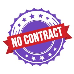 NO CONTRACT text on red violet ribbon stamp.