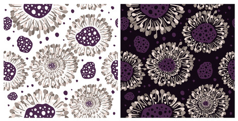 A floral abstract seamless background. Dark and light background. Vector illustration