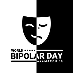 world bipolar day vector illustration, with two personalities happy and depressed.