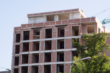 partially constructed building of bricks