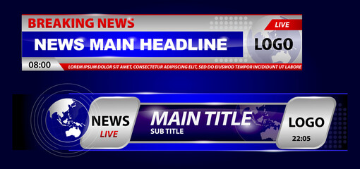 set of breaking news template tv or banner template hot news for broadcasting or live report streaming television concept. eps 10 vector, easy to modify 