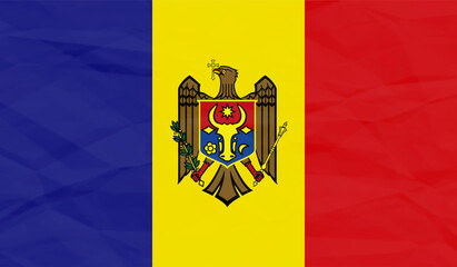 Moldova country flag on wavy silk fabric background panorama