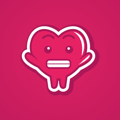 Doodle pink heart say cheese. valentine emoticon
