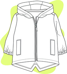 Hooded Raincoat design for baby.  Baby Windcheater vector flat sketch. You can use it as a design template. © DeepPurple