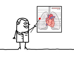 Cartoon Doctor explaining the Cardiac System