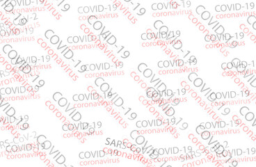 oblique inscription transparent coronavirus, covid 19 pattern on a white background