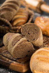 Breads. Different types of fresh breads on the table.