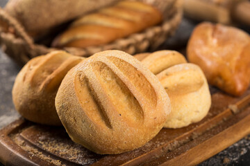 Breads. Different types of fresh breads on the table.