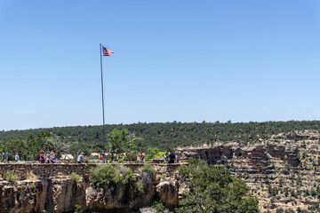 Clear skies and The Grand Canyon. that is a huge valley cut by the Colorado River.