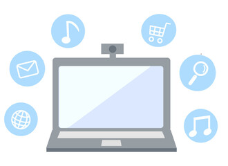 Computer icon with people who have remote meetings
