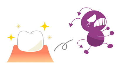 Caries and germs character illustration