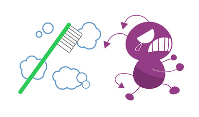 Caries and germs character illustration