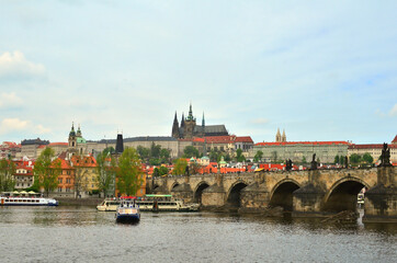 Historic Charles Bridge and City Castle in Prague, Czechia