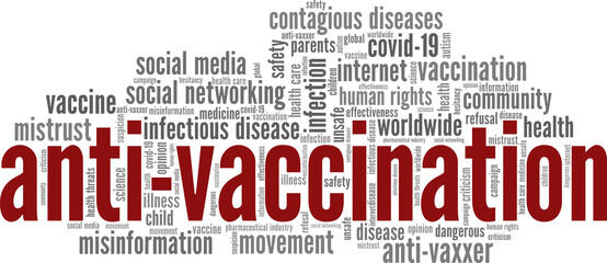 Anti-vaccination vector illustration word cloud isolated on a white background.
