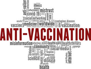 Anti-vaccination vector illustration word cloud isolated on a white background.