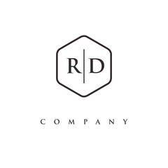initial RD logo design vector
