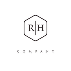 initial RH logo design vector
