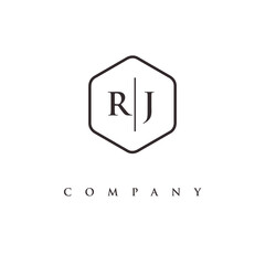 initial RJ logo design vector