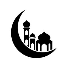 Crescent moon mosque icon design template
