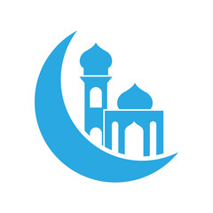 Crescent moon mosque icon design template
