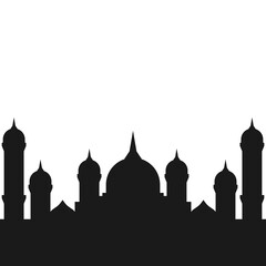 Islamic mosque silhouette vector illustration design, Muslim architecture shadow in black