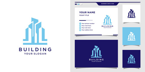 Building logo template with modern style for company and business card design Premium Vector