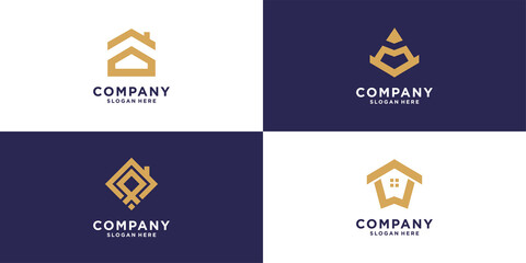 Set of monogram abstract logo with modern concept Premium Vector