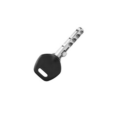 House door lock key on white background isolated close up, single silver metal key, one steel key, home safety concept, design element