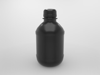black plastic bottle isolated