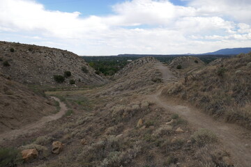 Undeveloped dirt hiking path through mountains