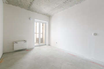 interior of the apartment without decoration in gray colors. rough finish