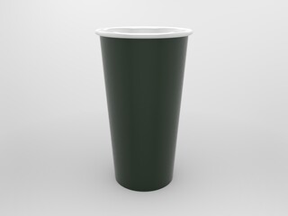 3d black plastic cup isolated