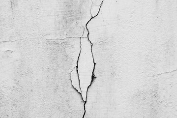 white concrete wall, cement floor with cracks, texture background, copy space for text