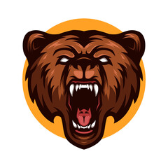 roaring grizzly bear head mascot