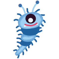 Illustration vector graphic of cute virus or little monster. Perfect for print product, sticker, etc.