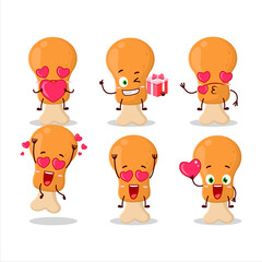 Chicken thight cartoon character with love cute emoticon