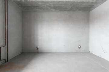 interior of the apartment without decoration in gray colors. rough finish